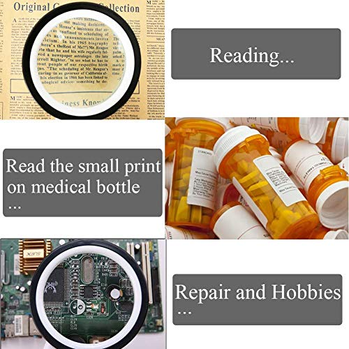 ZURATO Magnifying Glass 30X, Large Magnifier with Light, LED Illuminated & Handheld, Premium High Power Magnify Glass for Reading Books, Newspaper, Seniors, Macular Degeneration, Stamps - Image 3