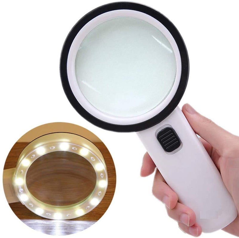 ZURATO Magnifying Glass 30X, Large Magnifier with Light, LED Illuminated & Handheld, Premium High Power Magnify Glass for Reading Books, Newspaper, Seniors, Macular Degeneration, Stamps - Image 1