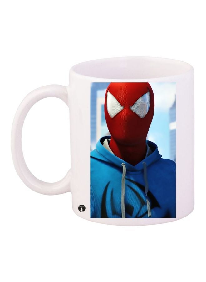 RYN Cartoon Printed Coffee Mug White/Blue/Red 11ounce