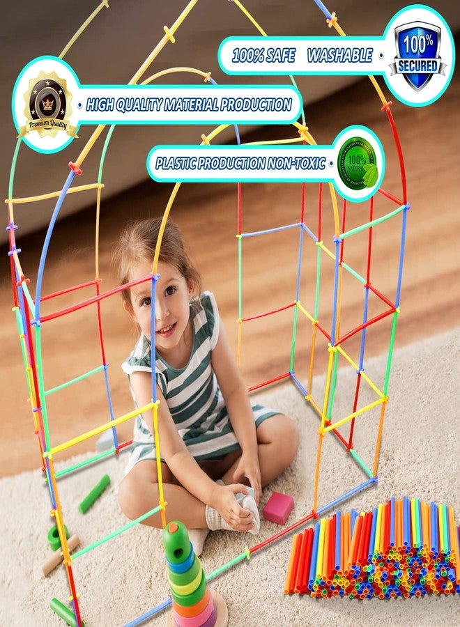 Ggiibro Straw Constructor Toys 600Pcs STEM Building Toy Interlocking Plastic Engineering Thin Tube Blocks Educational Kit for 3 4 5 6 7years Kids Boys and Girls Gift Preschool Toy with Storage Box - Image 5
