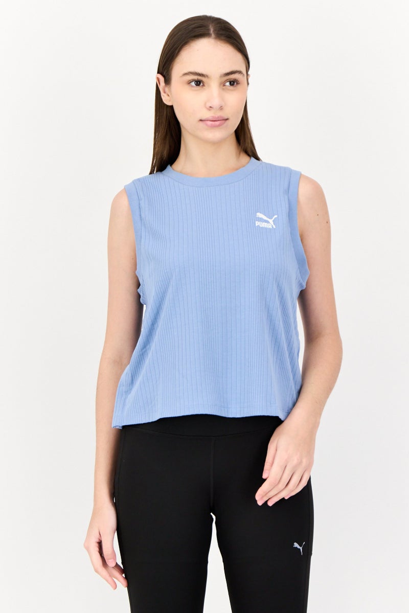 PUMA تي شيرت تدريب بلا أكمام للنساء، أزرق - Image 1