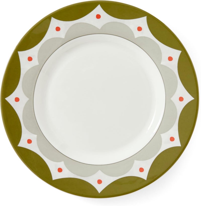 Spode Spode Kit Kemp 875 Geo Salad Plate  Geometric Abstract Design  Porcelain  Dishwasher and Microwave Safe  Ideal for Appetizers Dessert Snacks  Versatile Serving  Home  Gathering Use  - Image 1