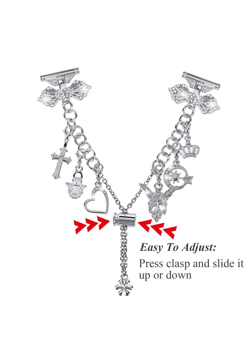 SYOSI Unique Watch Band for Samsung Galaxy Watch 45 Active 2 40mm 44mm Band Watch 5 Pro 45mm Watch 4 Classic 42mm 46mm, Diamond Bracelet Charms Individuality Jewelry Metal Strap - Image 5