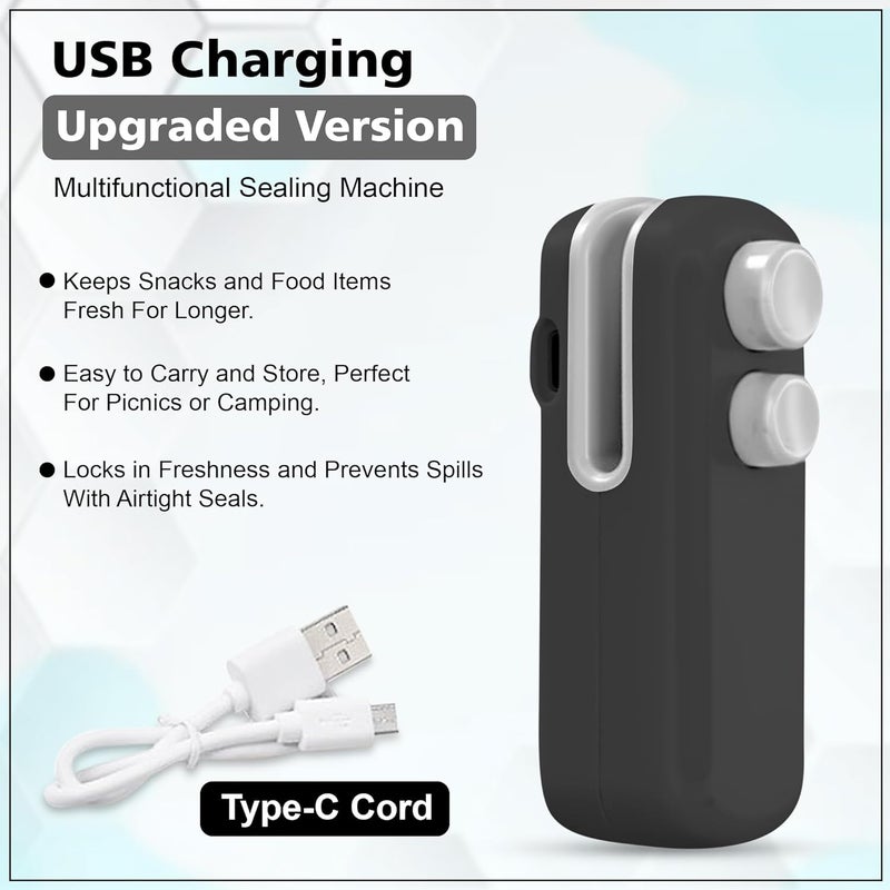 GLUN® ® Portable Mini Sealing Machine, Handheld Packet Sealer for Food, Snacks, Chips, Fresh Storage, Plastic Bags Sealing Machine, Type C Charging Vaccum Sealers - Image 4