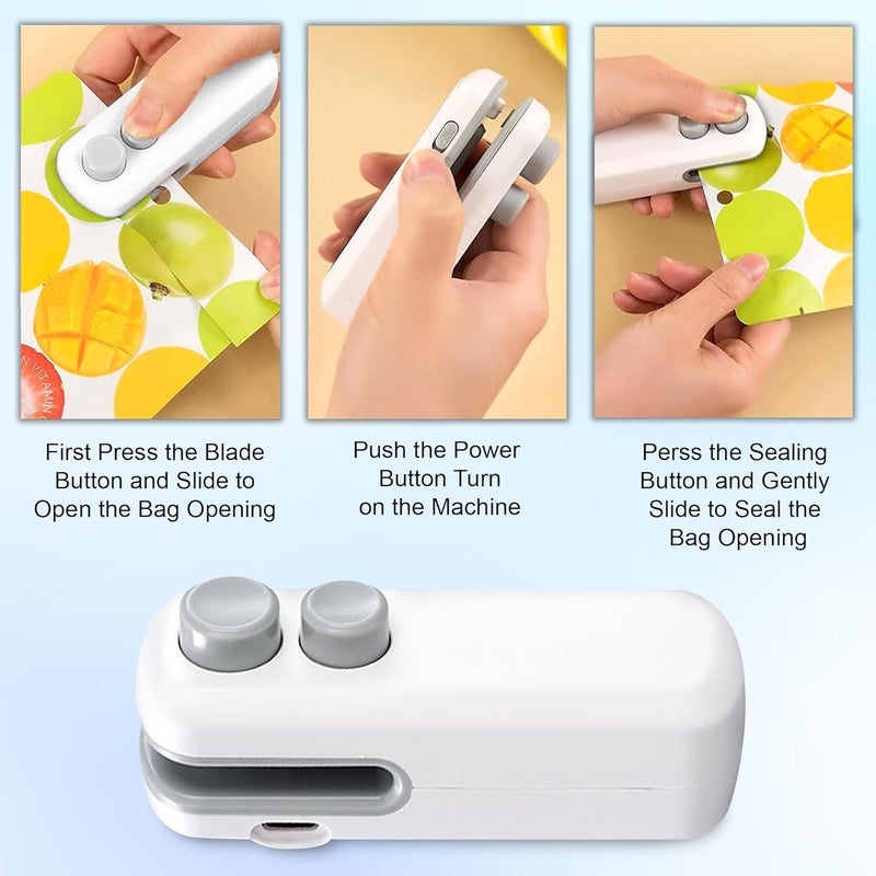 GLUN® ® Portable Mini Sealing Machine, Handheld Packet Sealer for Food, Snacks, Chips, Fresh Storage, Plastic Bags Sealing Machine, Type C Charging Vaccum Sealers - Image 5
