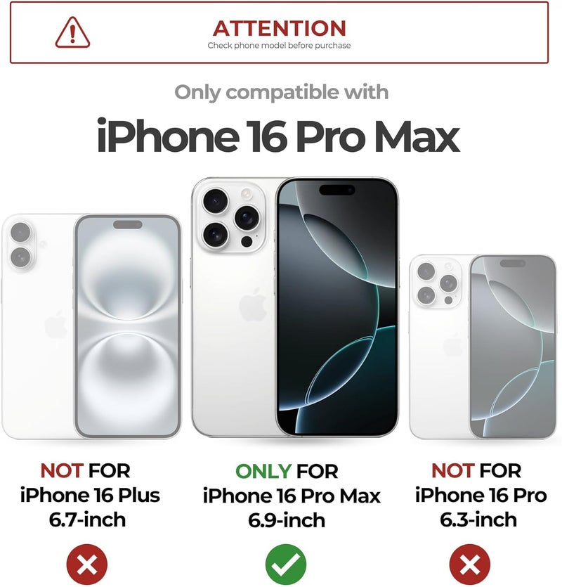 ديكسنور حافظة لهاتف iPhone 16 Pro Max مع غطاء كاميرا منزلق وحامل قابل للتعديل، حافظة مغناطيسية متينة مقاومة للصدمات، لون وردي الفاوانيا - Image 2