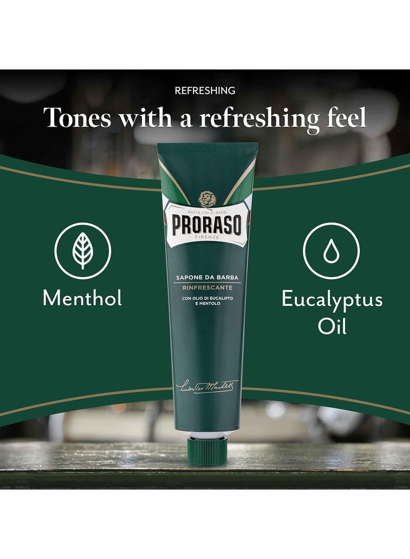 بروراسو أنبوب كريم حلاقة، 150 مل، كريم حلاقة منعش وموحد للرجال بزيت الأوكالبتوس والمنثول، صنع في ايطاليا، اخضر - Image 2