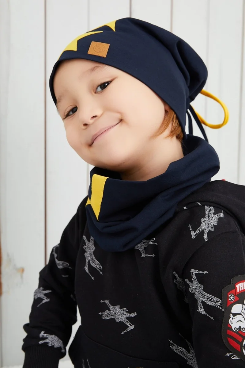 بيبيجيز Yellow Navy Blue Fanatic Hat Beanie Soft Double Layer Sports Cotton Combed Cotton