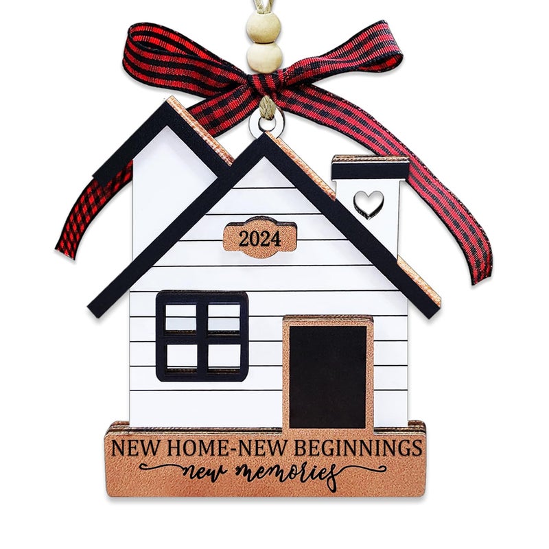 JUNQIU US New Home Ornament 2024- Housewarming Gifts New Home  New House New Beginning  House Warming Gift for Women  Couple  homeowners  New Home Gift Ideas - First Home Christmas Ornament 2024 - Image 1
