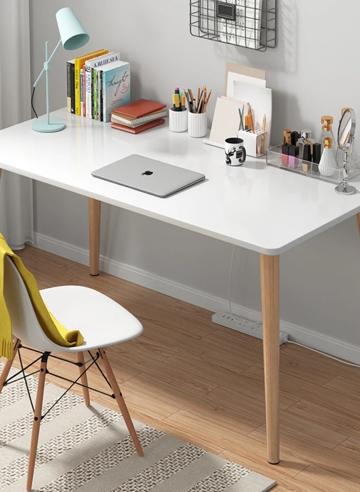 Generic Modern design table for office, home, computer and dining with beech wood legs and white top, easy to assemble  - Image 2
