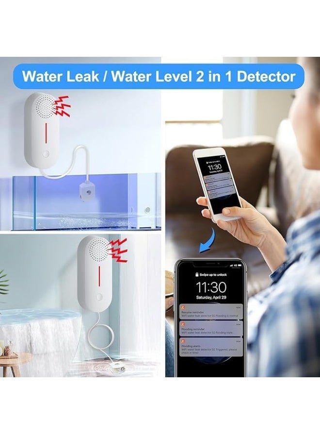 Water Sensor for Leaks WiFi Smart Water Leak Detector Sump Pump Alarm Level Sensor 2 in 1 Detector, 100dB Adjustable Volume Control Flood Alarm for Basements(only Supports 2.4GHz Wi-Fi), 1PC - Image 3