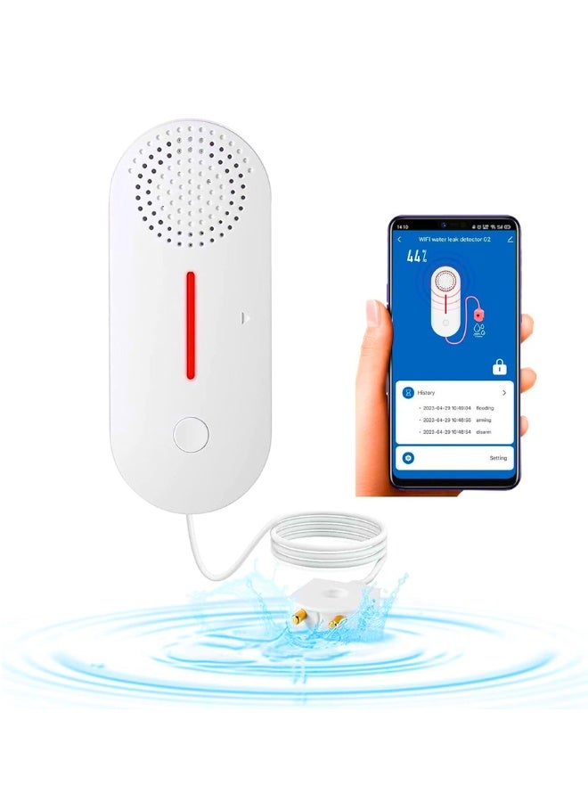 Water Sensor for Leaks WiFi Smart Water Leak Detector Sump Pump Alarm Level Sensor 2 in 1 Detector, 100dB Adjustable Volume Control Flood Alarm for Basements(only Supports 2.4GHz Wi-Fi), 1PC - Image 1