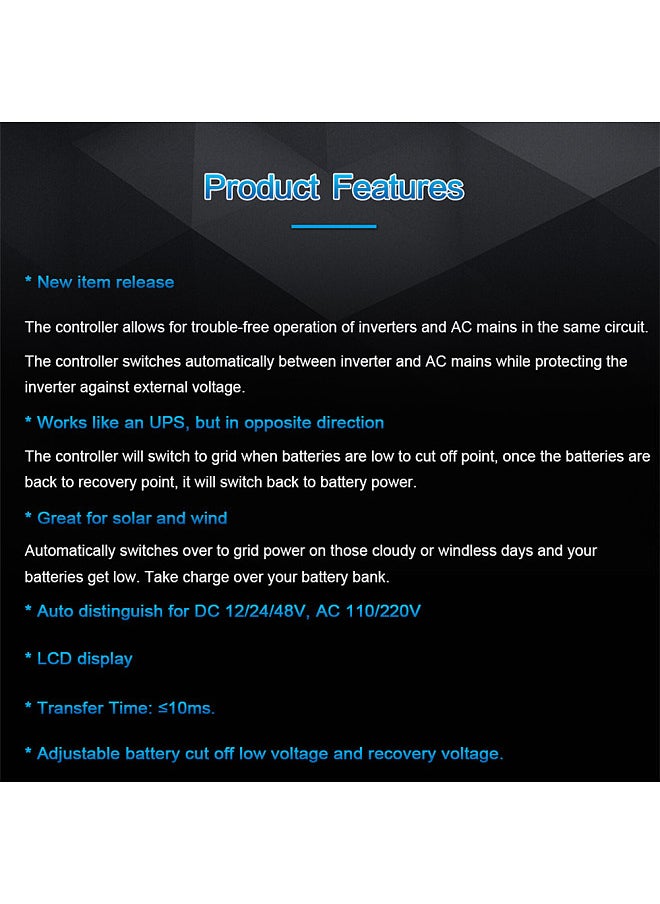 Generic - Automatic Dual Power Transfer Switch ATS Direct Current 12 V 24V 48V AC 110 V 220 V Auto Distinguish for Solar Wind System On/off Grids - Image 1