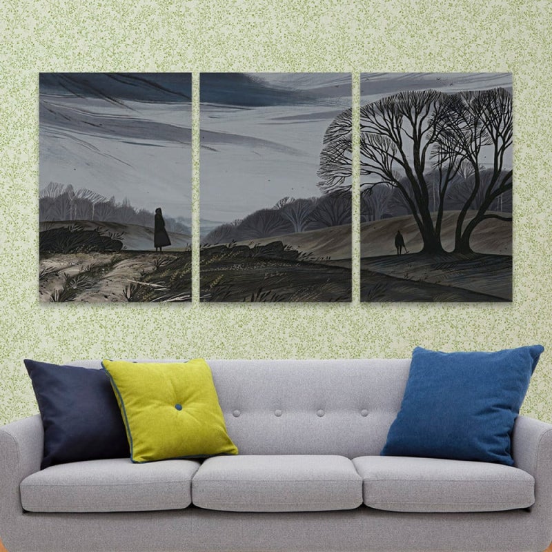 Marktna Three luxurious modern canvas prints with a hollow frame, measuring (90×40), three pieces - Image 1