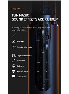 Generic K1 High Quality Multifunctional Wireless Sound Card Bluetooth Microphone Audio Portable Handheld Karaoke Mic Speaker Player For Party Home (Black)  - Image 4