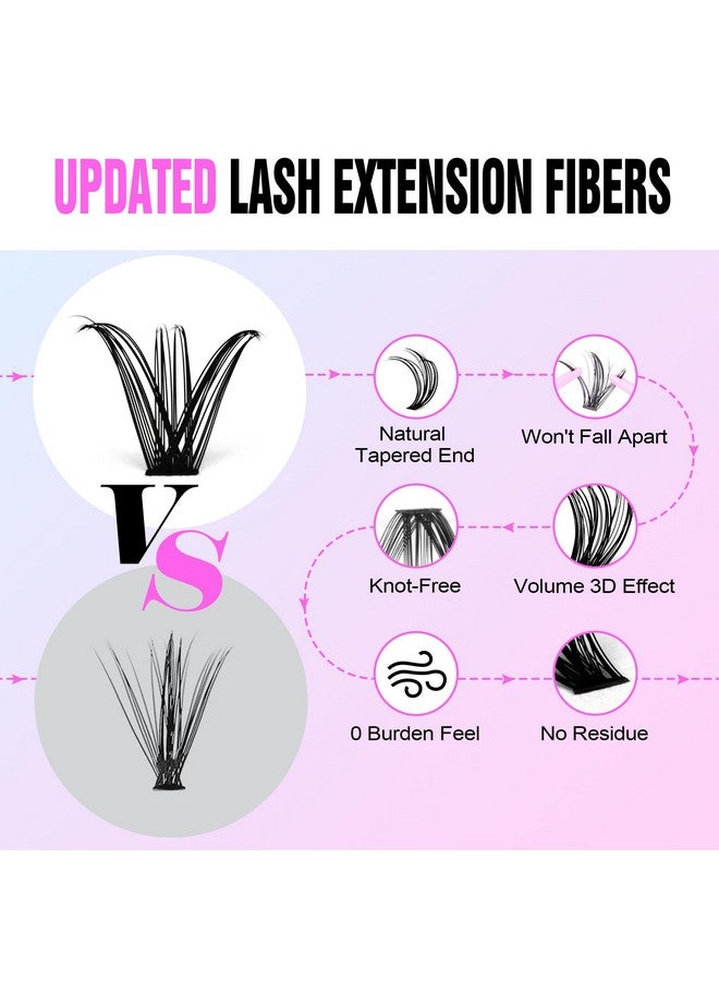 Pawotence Lash Clusters 280pcs Individual Lashes Cluster Eyelash Extensions 50D 9-16mm Mix Eyelash Clusters Lash Extension for Self Application at Home (50D, 0.07D, 9-16mm) - Image 3
