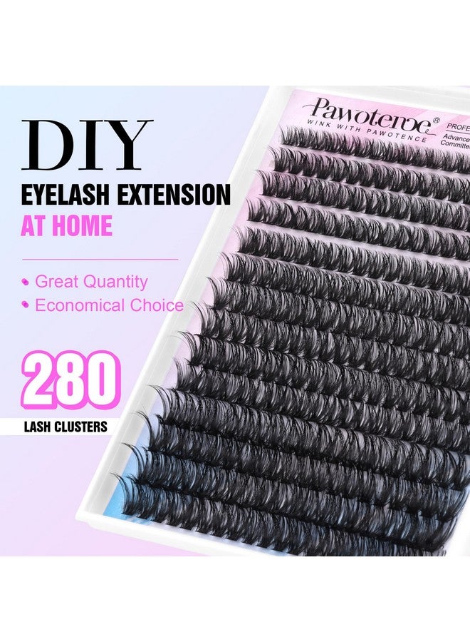 Pawotence Lash Clusters 280pcs Individual Lashes Cluster Eyelash Extensions 50D 9-16mm Mix Eyelash Clusters Lash Extension for Self Application at Home (50D, 0.07D, 9-16mm) - Image 1