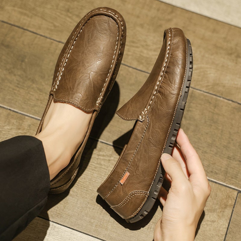 Doudou Shoes Men'S Shoes Genuine Leather New Four-Season Driving Casual Leather Shoes Cowhide Soft Sole Slip-On Lazy Driving Shoes - Image 5