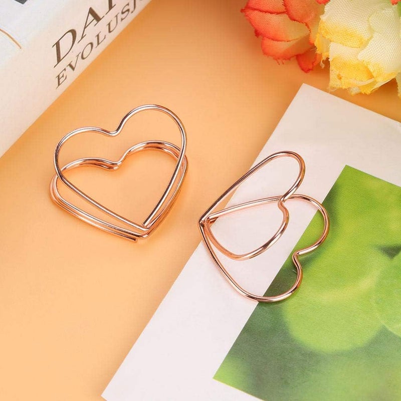 klarako 5pcs Paper Clips Rose Gold Color Metal Electroplating Heart Shape Page Marker Funny Bookmark Clip for Office Supplier School Student - Image 4