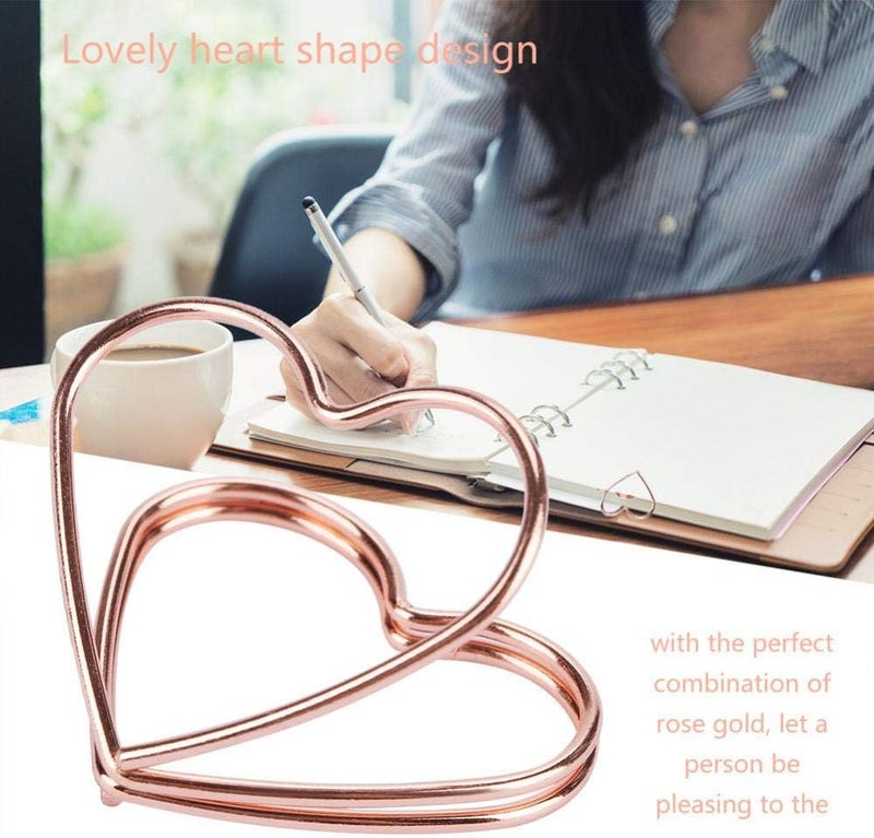klarako 5pcs Paper Clips Rose Gold Color Metal Electroplating Heart Shape Page Marker Funny Bookmark Clip for Office Supplier School Student - Image 2