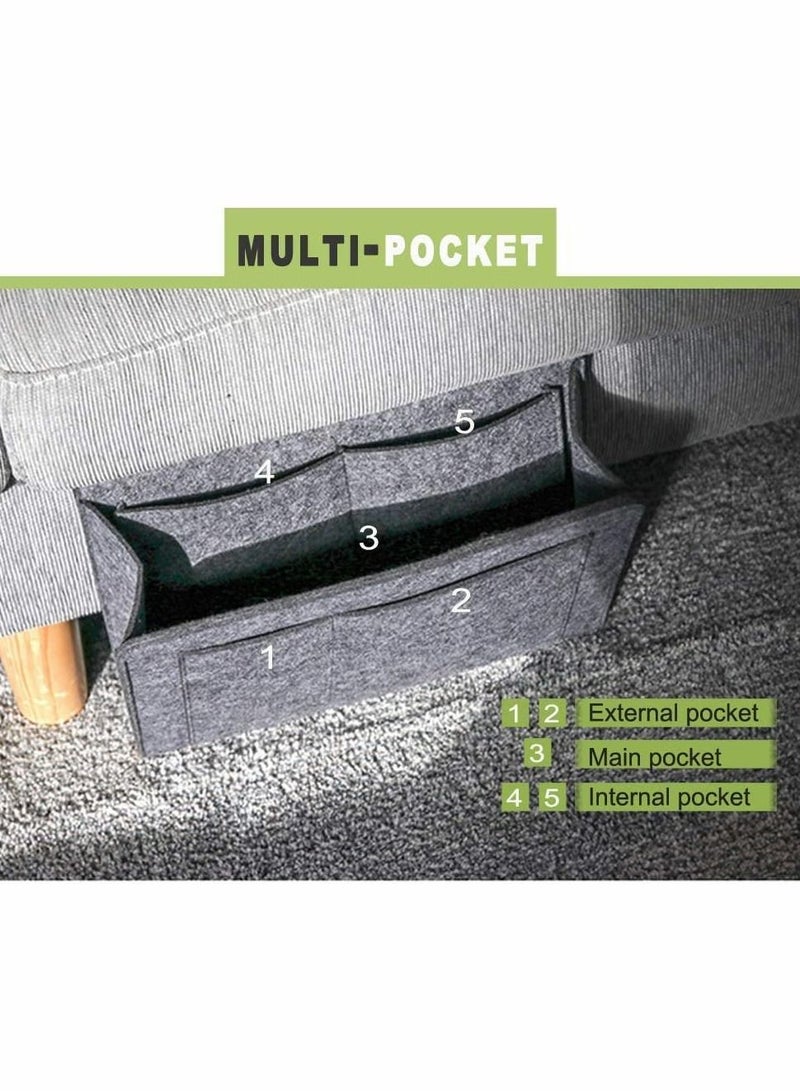 Excefore جيب تخزين بجانب السرير، 2 قطعة من اللباد، تخزين معلق بجانب السرير، موفر للمساحة، 5 pockets يحمل  - Image 2