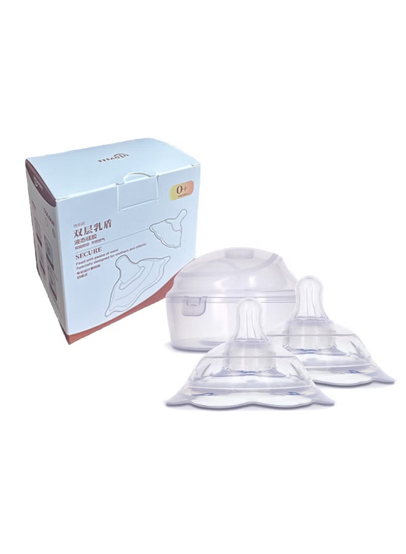 Jourvent Breastfeeding Nipple Shields for Latch Difficulties & Pain Relief - Soft Silicone Nipple Protectors for Sore & Cracked Nipples - Comes with Case (2-Pack) - Image 1