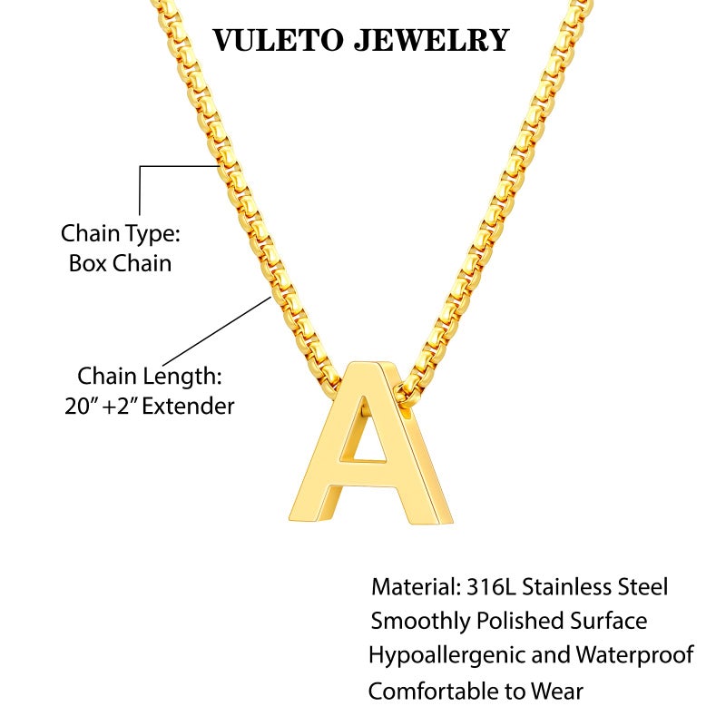 VULETO Initial J Necklace for Boys Men, Stainless Steel Letter Pendant Box link Chain Letter Necklaces Personalized Christmas Birthday Stocking Stuffers Jewelry Gifts for Him Teen Teenage Kids Son Age 8-12 Gold - Image 4