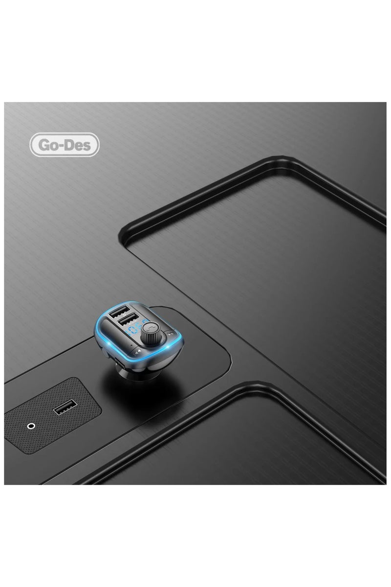 GO-DES Fm transmitter bluetooth wireless Hands-free Lossless Wireless Radio Mp3 Car Player With Blue Atmosphere Light - Image 5