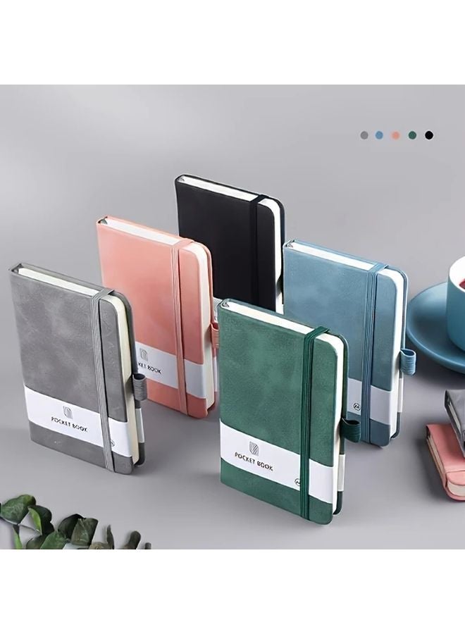 Black Portable A7 Pocket Notebook With Pen Holder Uncoated College Ruled Mini Diary For Notes - Image 1