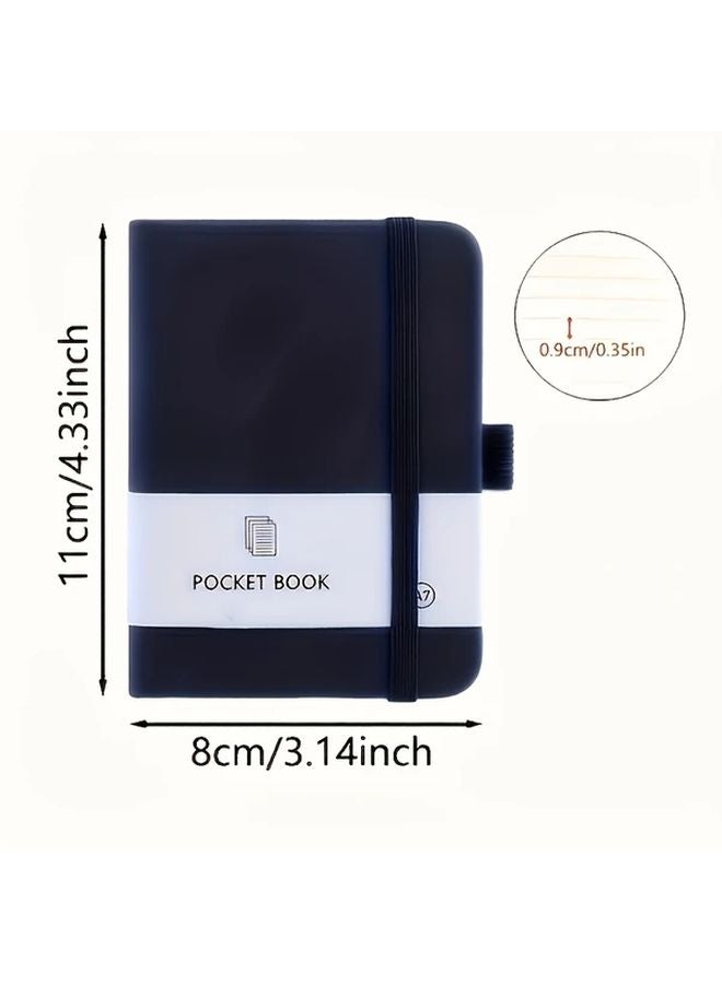 Black Portable A7 Pocket Notebook With Pen Holder Uncoated College Ruled Mini Diary For Notes - Image 2