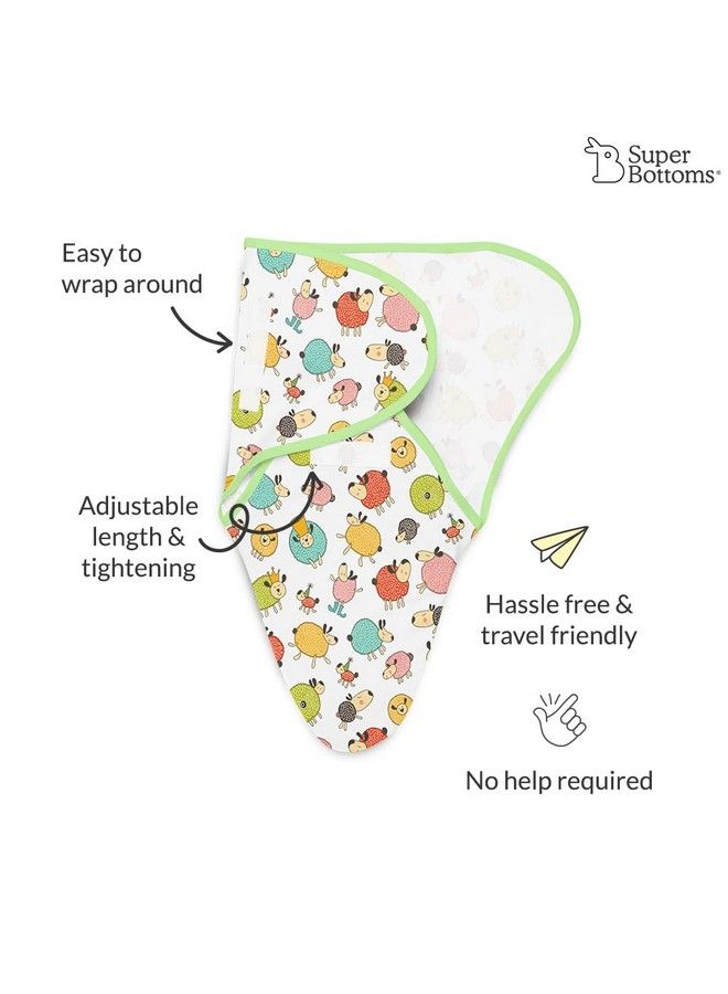 Superbottoms Dry Feel Swaddle Wrap For Newborn ; Superdryfeel Layer To Keep Baby Dry ; Extra Soft ; 100% Cotton ; Easy To Wear Travelfriendly Wrapper ; 03 Months Baby Wrappers ; Ba Ba Sheep - Image 4