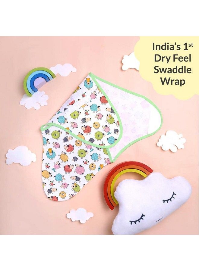 Superbottoms Dry Feel Swaddle Wrap For Newborn ; Superdryfeel Layer To Keep Baby Dry ; Extra Soft ; 100% Cotton ; Easy To Wear Travelfriendly Wrapper ; 03 Months Baby Wrappers ; Ba Ba Sheep - Image 3
