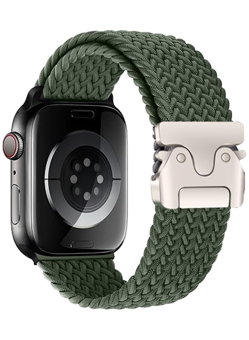 Braided Band Compatible with Apple Watch Ultra 1/2/3 49mm 46mm 45mm 44mm 42mm for Women Men Made of Breathable Polyester,Parachute Style Buckle Straps for iWatch SE Series 11 10 9 8 7 6 5 4 3 2 1 SE - Image 1