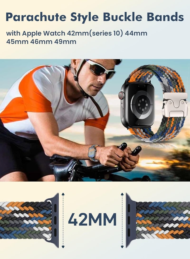 Braided Band Compatible with Apple Watch Ultra 1/2/3 49mm 46mm 45mm 44mm 42mm for Women Men Made of Breathable Polyester,Parachute Style Buckle Straps for iWatch SE Series 11 10 9 8 7 6 5 4 3 2 1 SE - Image 5