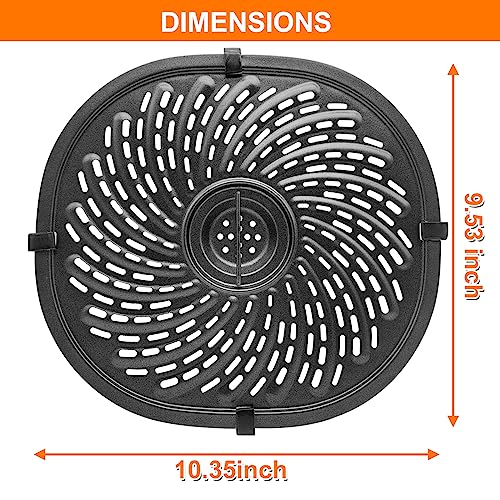 GXF Replacement Parts for PowerXL Vortex 7 QT Air Fryer, Oval 10.3''*9.5'' Food Grade Stainless Steel Air Fryer Accessories Grill Pan Grill Plate Crisper Plate Tray Rack with Rubber Bumpers - Image 2