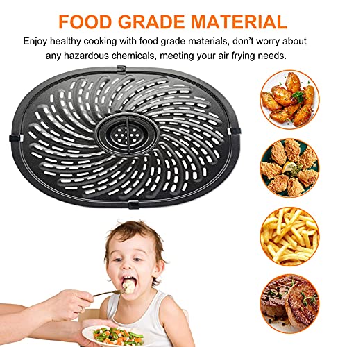 GXF Replacement Parts for PowerXL Vortex 7 QT Air Fryer, Oval 10.3''*9.5'' Food Grade Stainless Steel Air Fryer Accessories Grill Pan Grill Plate Crisper Plate Tray Rack with Rubber Bumpers - Image 5
