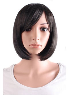 30 Cm12 Inch Side Bangs Synthetic Straight Short Bob Wig (Black)