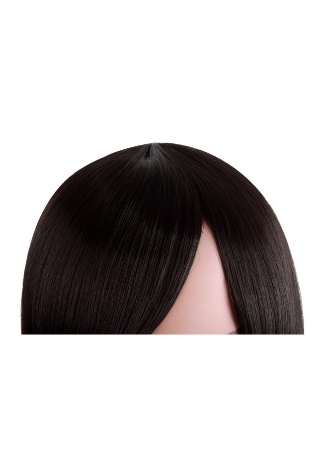 MapofBeauty - 30 Cm12 Inch Side Bangs Synthetic Straight Short Bob Wig (Black) - Image 1