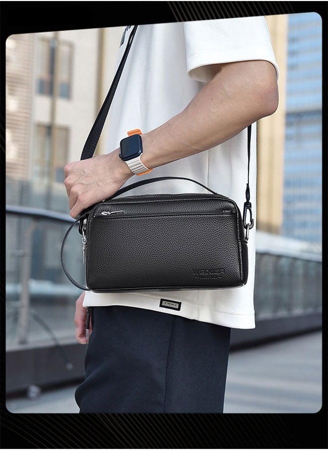 WEIXIER Men Business Messenger Bag Casual Large Capacity Water-proof PU Leather Wear Resistant Crossbody Bag  - Image 1