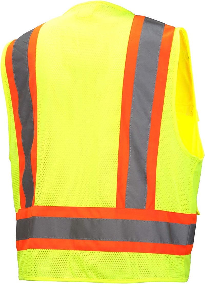 Pyramex Safety Class 2 Surveyor's Vest with 8 Pockets, Hi-Vis Lime, Size 5XL - Image 3
