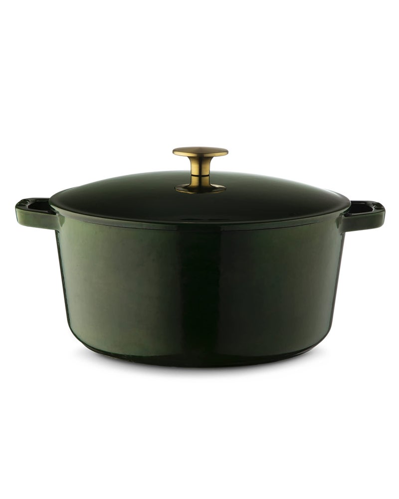 Kana Lifestyle Milo by Kana 55quart Enameled Cast Iron Dutch Oven with Lid  Premium Casserole Cooking Pot  Enamel Coating Inside and Out  Oven Safe and Dishwasher Friendly Emerald Green with Gold Knob 
