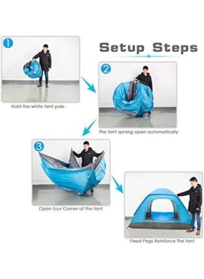 بلومنغ تايم خيمة قابلة للطي تلقائيًا لشخصين - خيمة تخييم سريعة الإعداد مع مظلة باللمس الواحد، مقاومة للرياح والمطر، خفيفة الوزن ومحمولة، مناسبة لجميع الفصول، الشاطئ، التخييم - سهلة الإعداد للمبتدئين والخبراء - Image 4