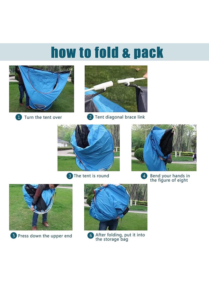 بلومنغ تايم خيمة قابلة للطي تلقائيًا لشخصين - خيمة تخييم سريعة الإعداد مع مظلة باللمس الواحد، مقاومة للرياح والمطر، خفيفة الوزن ومحمولة، مناسبة لجميع الفصول، الشاطئ، التخييم - سهلة الإعداد للمبتدئين والخبراء - Image 3