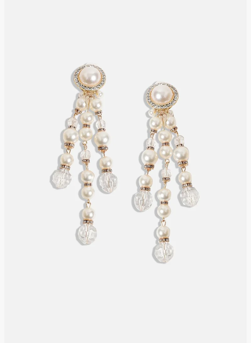 SOHI Gold Plated Pearls Western Wear Drop Earring For Women