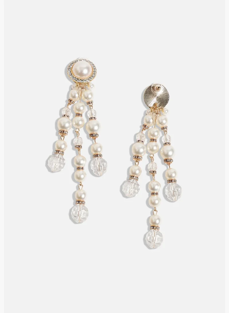 SOHI Gold Plated Pearls Western Wear Drop Earring For Women