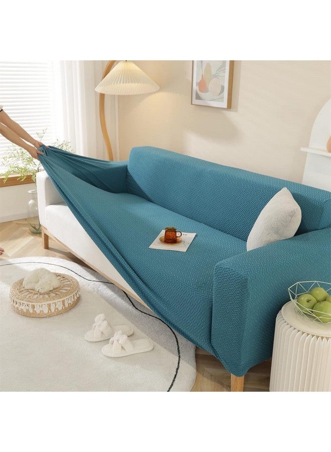 House of Quirk Universal Triple Seater Polar Fleece 220 GSM Fabric Sofa Cover Flexible Stretch Sofa Slipcover (Teal, Triple Seater) - Image 3