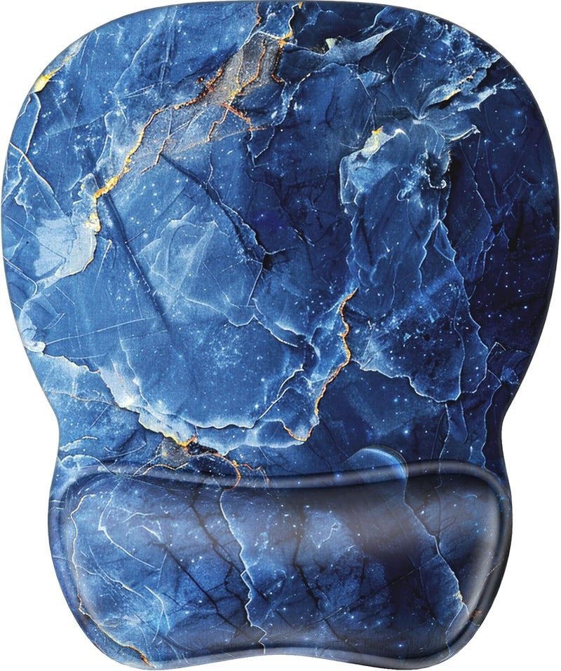 MROCO Ergonomic Mouse Pad with Gel Wrist Rest, Comfortable Mousepad with Smooth Wrist Support Surface and Non-Slip PU Base for Pain Relief, Computer, Laptop, Office & Home, 9.4 x 8.1 in, Ocean Marble - Image 1
