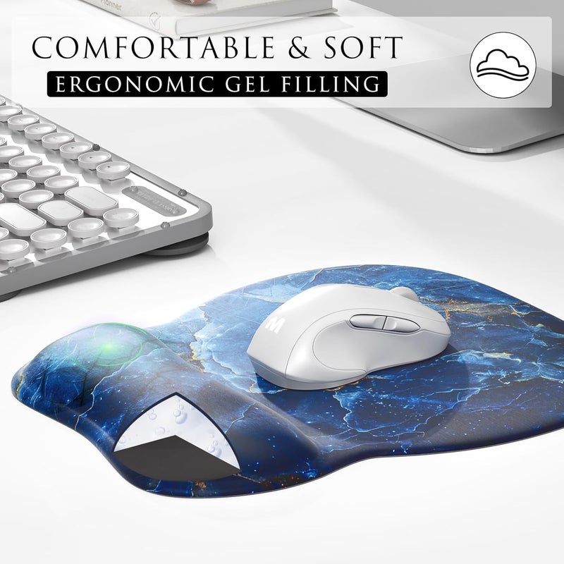 MROCO Ergonomic Mouse Pad with Gel Wrist Rest, Comfortable Mousepad with Smooth Wrist Support Surface and Non-Slip PU Base for Pain Relief, Computer, Laptop, Office & Home, 9.4 x 8.1 in, Ocean Marble - Image 4
