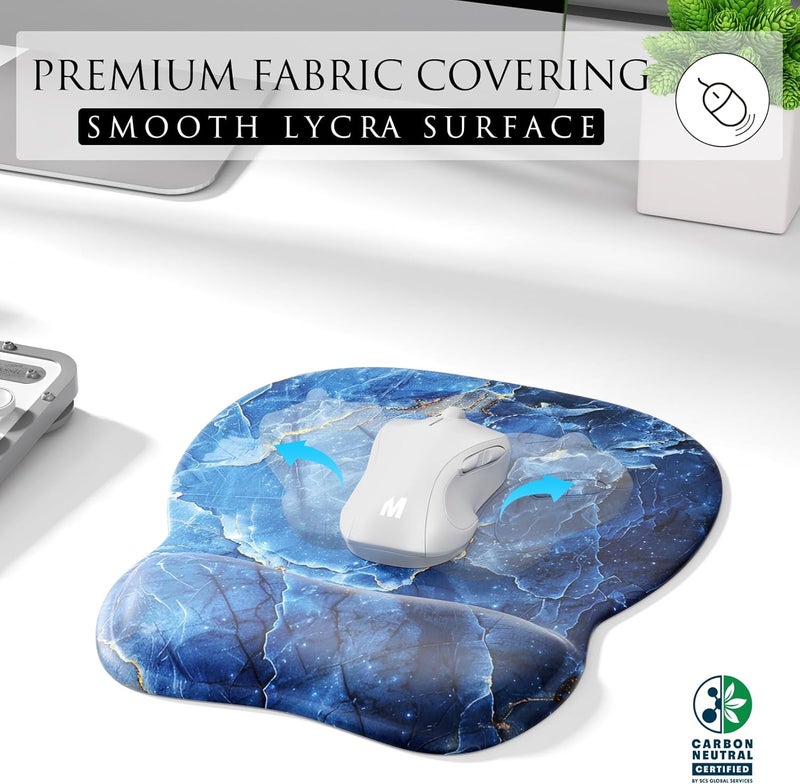 MROCO Ergonomic Mouse Pad with Gel Wrist Rest, Comfortable Mousepad with Smooth Wrist Support Surface and Non-Slip PU Base for Pain Relief, Computer, Laptop, Office & Home, 9.4 x 8.1 in, Ocean Marble - Image 2