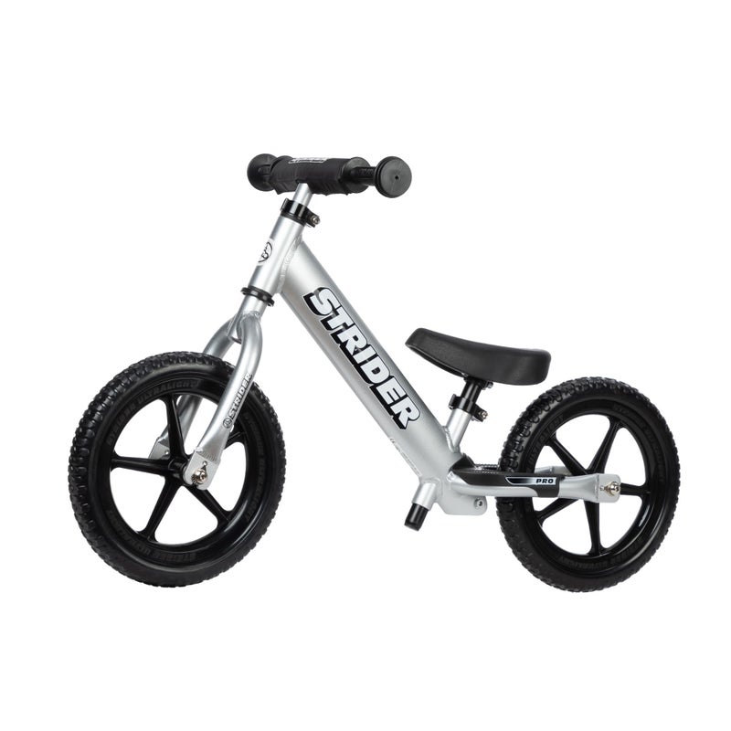 Strider 12 Pro Bike Silver No Pedal Balance Bicycle for Kids 1 to 4 Years Includes Safety Pad Padded Seat Mini Grips FlatFree Tires Tool Free - Image 2